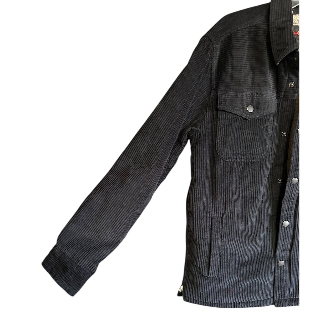 Eddie Bauer Men Black Corduroy Sherpa Lined Shirt Jacket Shacket M Gorpcore NWOT - Picture 4 of 11